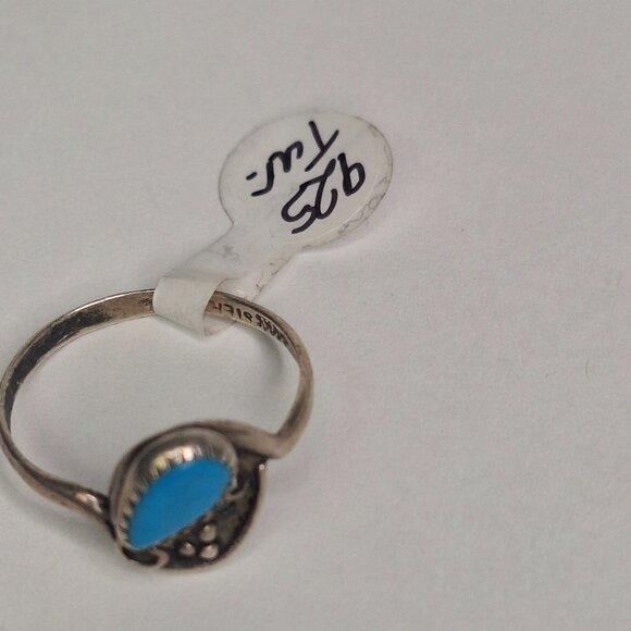 Vintage Sterling Silver Native Blue Turquoise Ring Size 7 Makers Stamped 1.6g - Picture 5 of 10